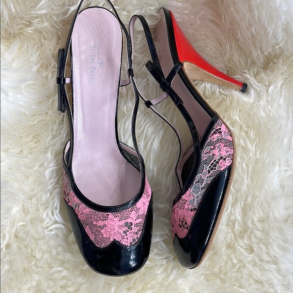 Escarpins Michel Perry Pointure 39 – Talons Hauts En Cuir Noir, Fabriqués En France, Plus De 7 Cm, Occasion
